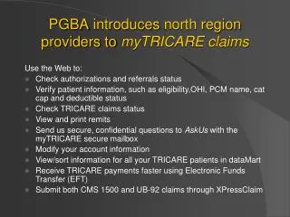 PGBA introduces north region providers to myTRICARE claims