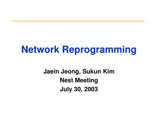 Network Reprogramming