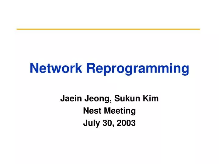network reprogramming