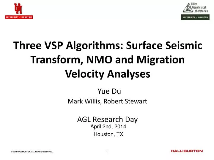 three vsp algorithms surface seismic transform nmo and migration velocity analyses