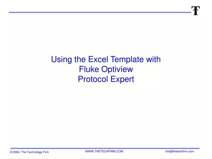 using the excel template with fluke optiview protocol expert
