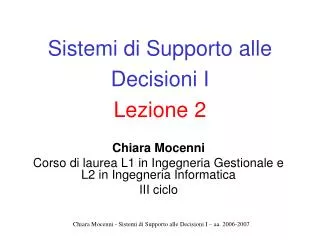 sistemi di supporto alle decisioni i lezione 2
