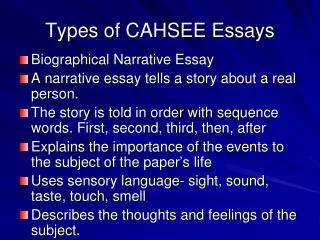 Types of CAHSEE Essays