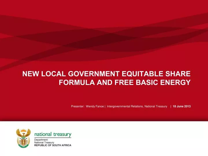 new local government equitable share formula and free basic energy