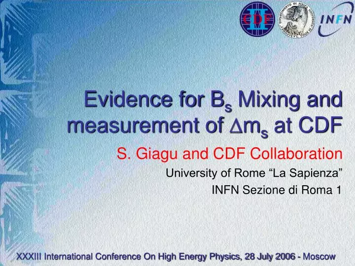 evidence for b s mixing and measurement of m s at cdf