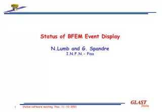 Status of BFEM Event Display N.Lumb and G. Spandre I.N.F.N.- Pisa