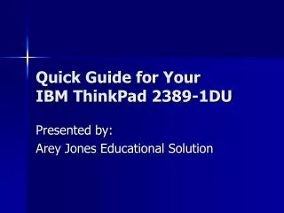 Quick Guide for Your IBM ThinkPad 2389-1DU