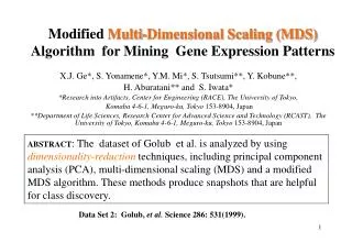 Modified Multi-Dimensional Scaling (MDS) Algorithm for Mining Gene Expression Patterns