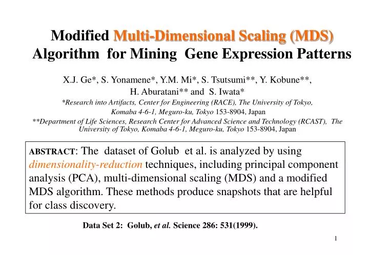 modified multi dimensional scaling mds algorithm for mining gene expression patterns