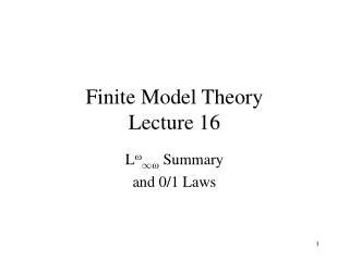 Finite Model Theory Lecture 16