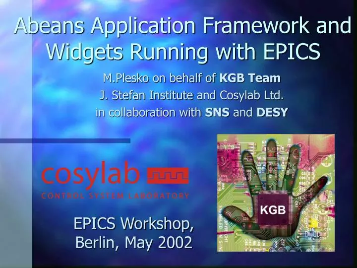 abeans application framework and widgets running with epics