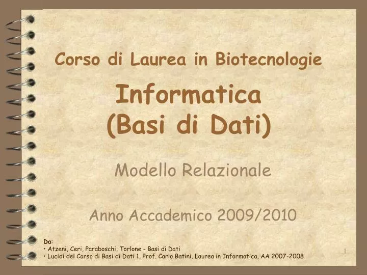 corso di laurea in biotecnologie informatica basi di dati