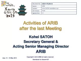 activities of arib after the last meeting