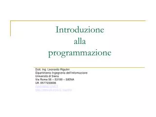 introduzione alla programmazione