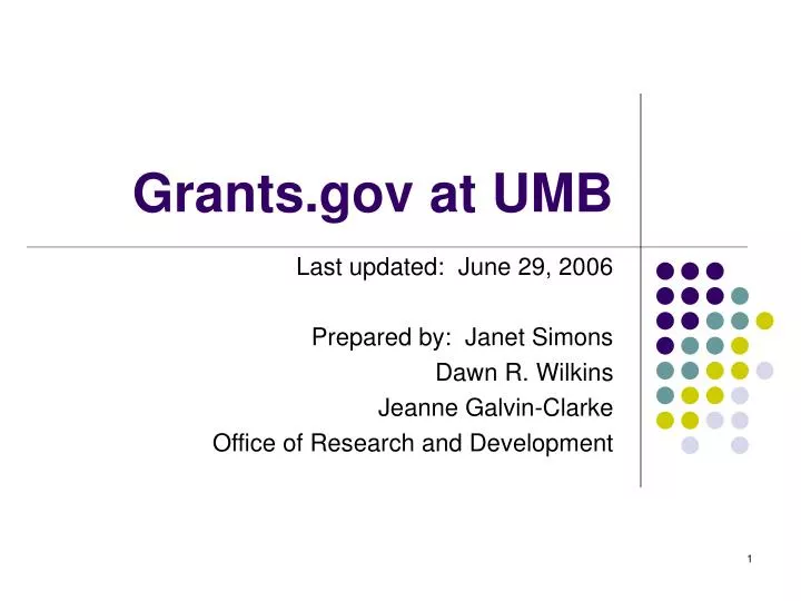 grants gov at umb