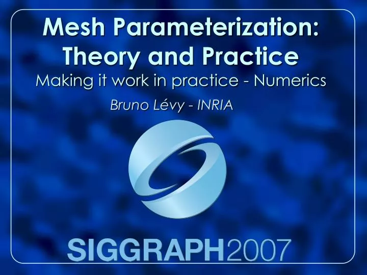 mesh parameterization theory and practice making it work in practice numerics