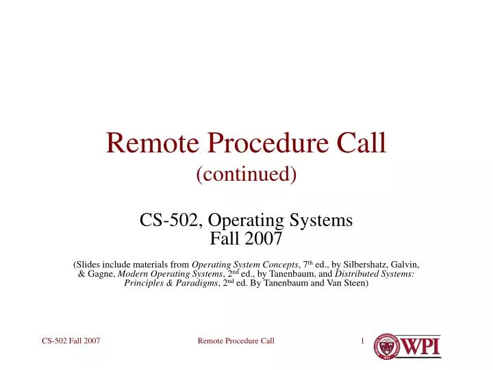 remote procedure call continued