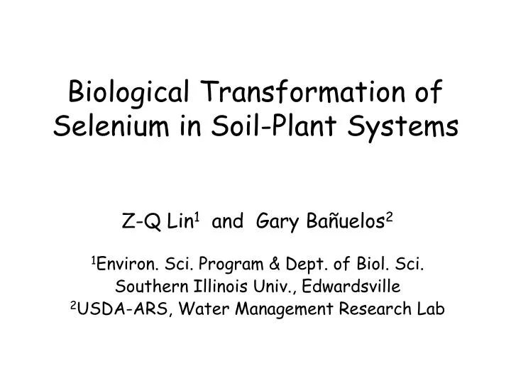 biological transformation of selenium in soil plant systems