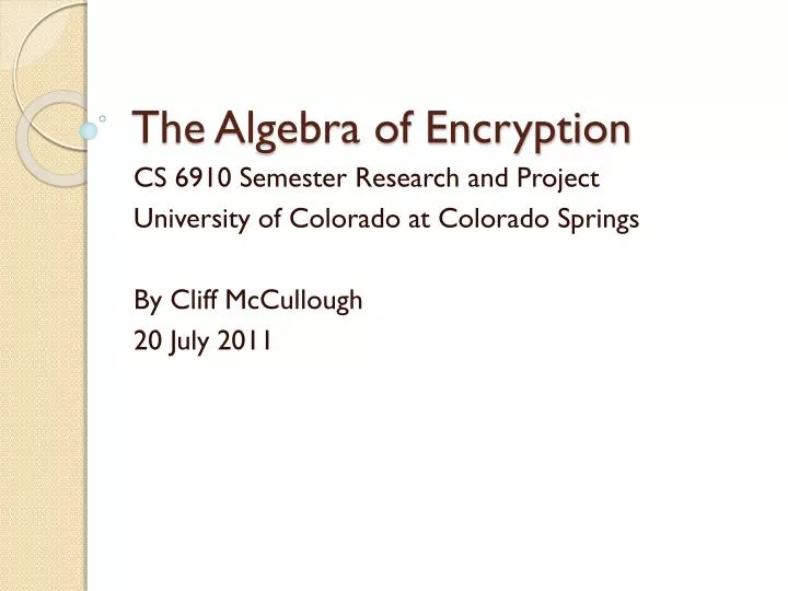 the algebra of encryption