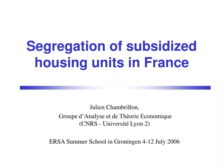 segregation of subsidized housing units in france