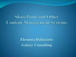 SharePoint and Other Content Management Systems