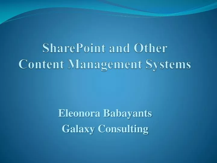 sharepoint and other content management systems