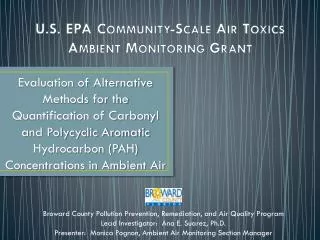U.S. EPA Community-Scale Air Toxics Ambient Monitoring Grant