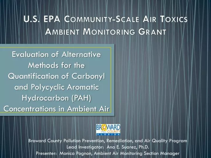 u s epa community scale air toxics ambient monitoring grant