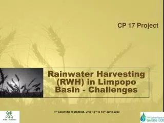 Rainwater Harvesting (RWH) in Limpopo Basin - Challenges