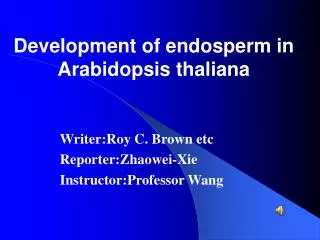Writer:Roy C. Brown etc Reporter:Zhaowei-Xie Instructor:Professor Wang