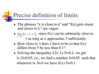 Precise definition of limits