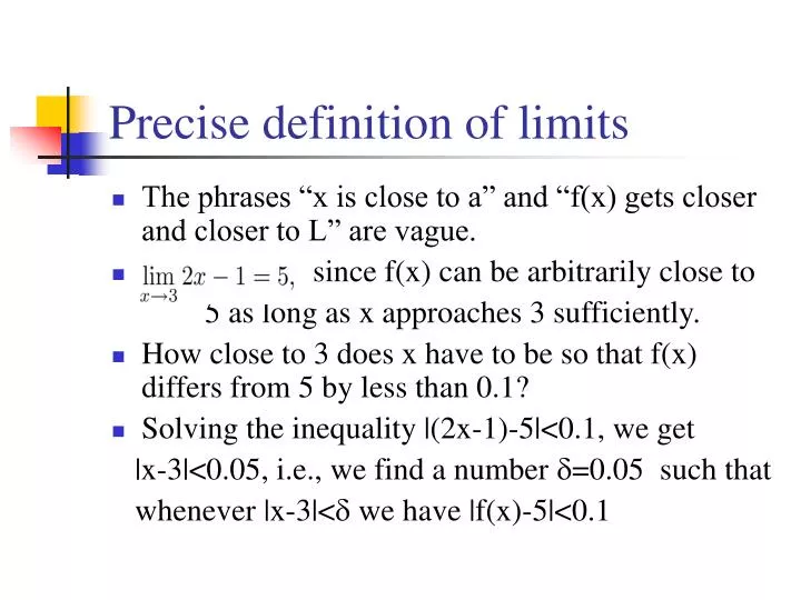 precise definition of limits