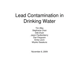 Lead Contamination in Drinking Water