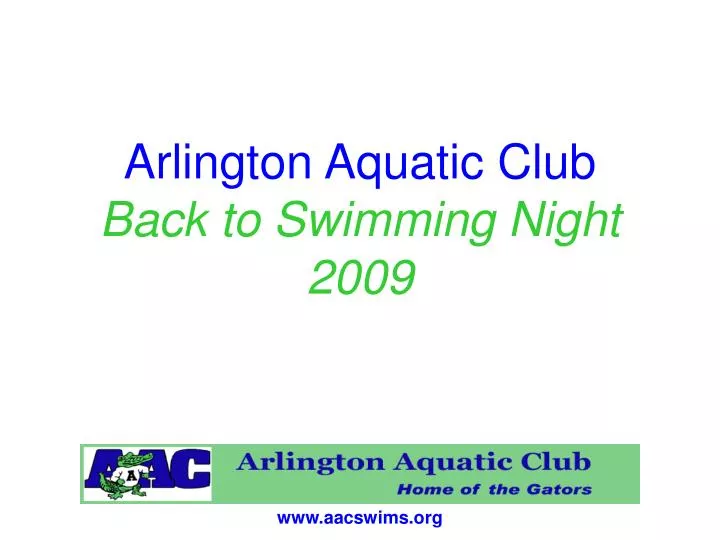 arlington aquatic club back to swimming night 2009