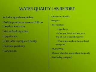 WATER QUALITY LAB REPORT