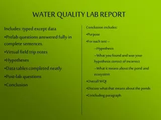 water quality lab report