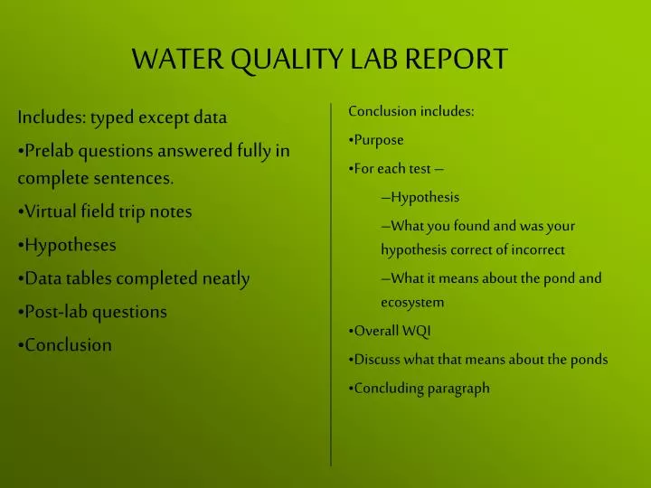 water quality lab report