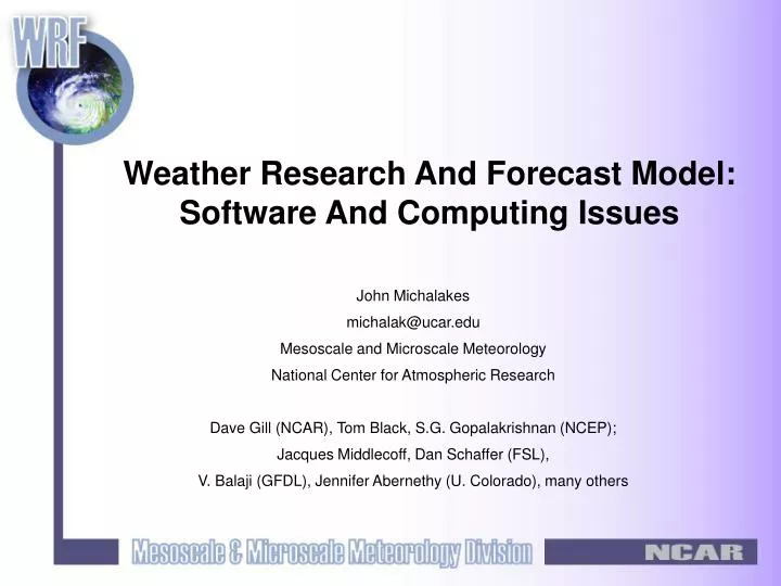 weather research and forecast model software and computing issues
