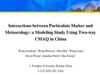 Interaction Between Particulate Matter and Meteorology