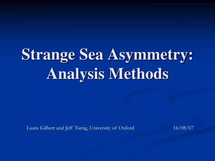 strange sea asymmetry analysis methods
