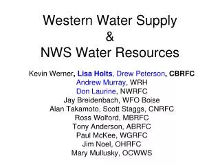 Western Water Supply &amp; NWS Water Resources
