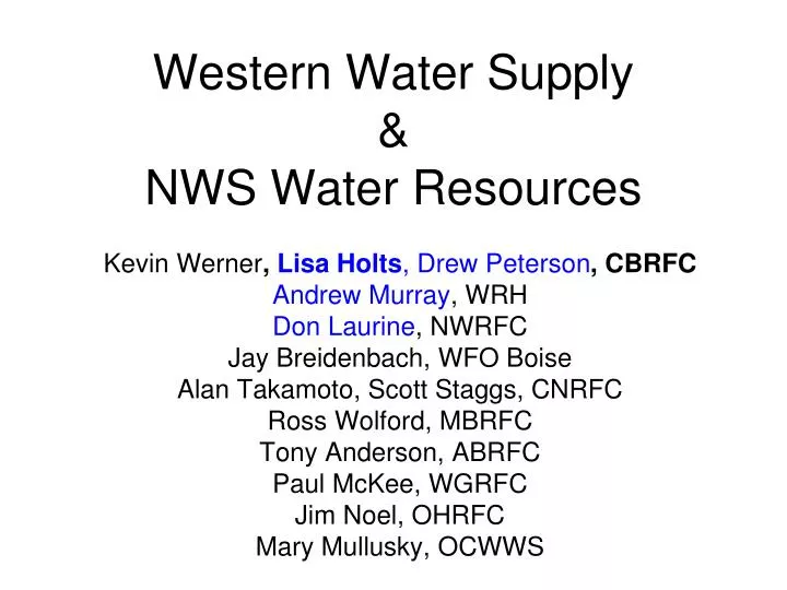 western water supply nws water resources