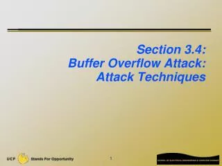 Section 3.4: Buffer Overflow Attack: Attack Techniques