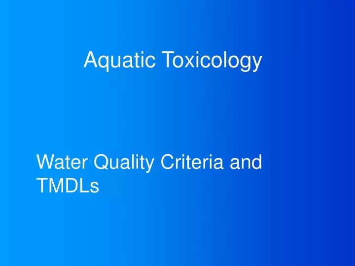 water quality criteria and tmdls