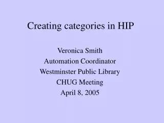 Creating categories in HIP