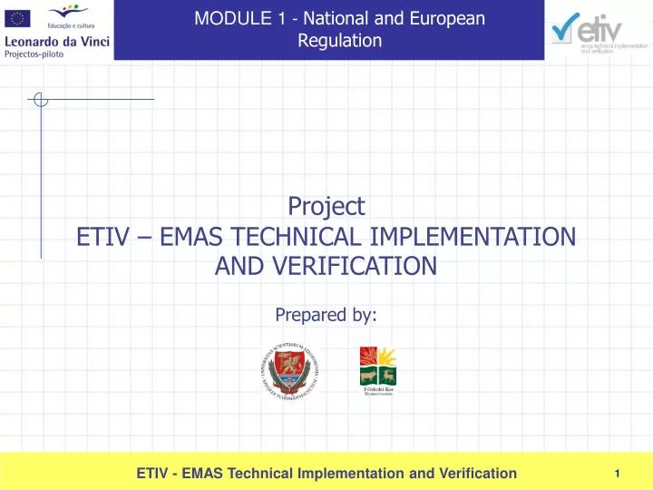 project etiv emas technical implementation and verification prepared by