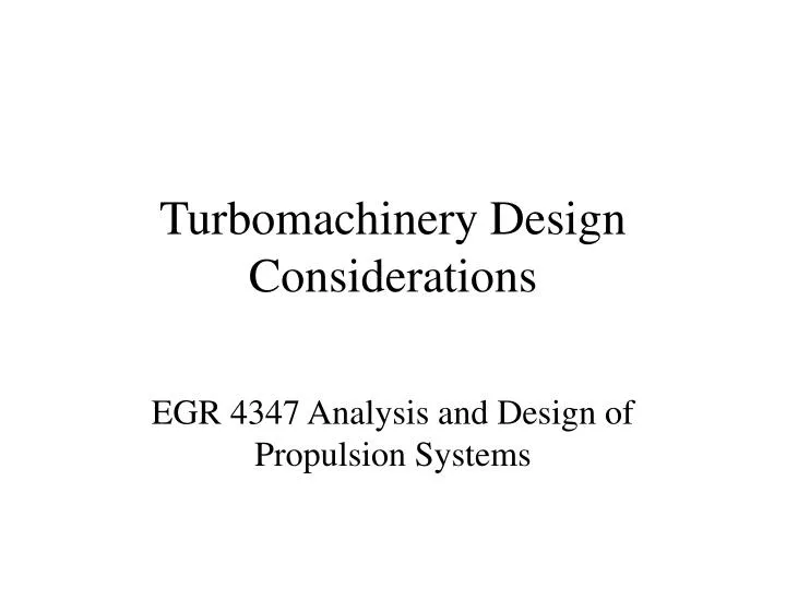 turbomachinery design considerations