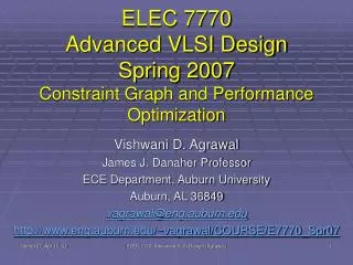 ELEC 7770 Advanced VLSI Design Spring 2007 Constraint Graph and Performance Optimization