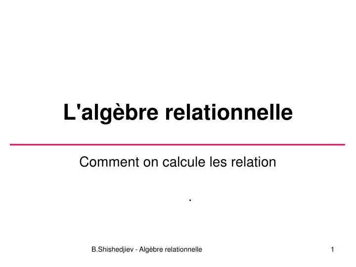 l alg bre relationnelle