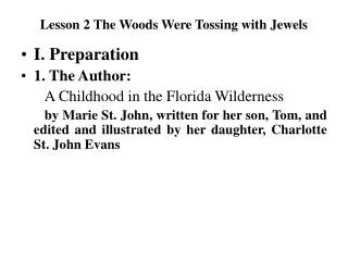 Lesson 2 The Woods Were Tossing with Jewels